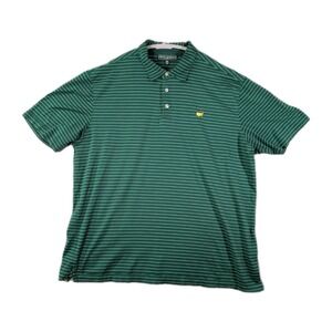 Masters Collection Golf Polo XXL Green Striped Pima Cotton Augusta Logo Shirt